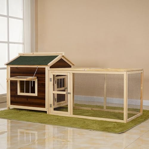 Kaninchenstall Aus Holz, Hasenkäfige Für Draußen Mit Auslauf Und Asphaltdach, Haustierhaus, Perfekt Für Kaninchen, Meerschweinchen, Hühner Und Entenküken, von HPTHLY