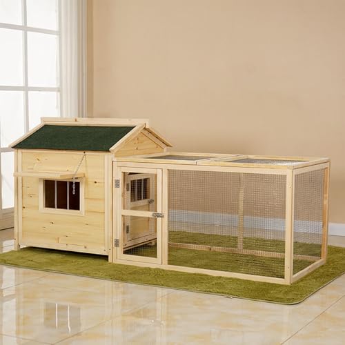 Kaninchenstall Aus Holz, Hasenkäfige Für Draußen Mit Auslauf Und Asphaltdach, Haustierhaus, Perfekt Für Kaninchen, Meerschweinchen, Hühner Und Entenküken, von HPTHLY