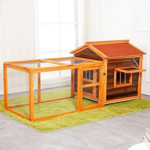Kaninchenstall Aus Holz, Hasenkäfige Für Draußen Mit Auslauf Und Asphaltdach, Haustierhaus, Perfekt Für Kaninchen, Meerschweinchen, Hühner Und Entenküken, von HPTHLY