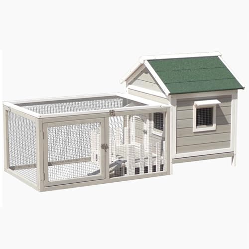 Kaninchenstall Aus Holz, Hühnerstall Für Draußen Mit Zu Öffnendem Dach Und Rampen, Geflügelkäfig, Perfekt Für Kleintiere, Meerschweinchen,Grey von HPTHLY
