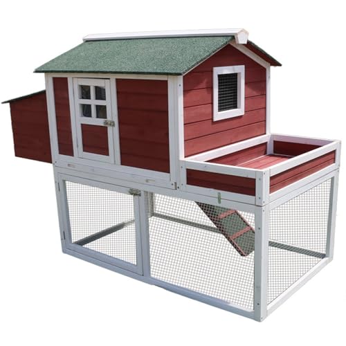 Kaninchenstall Für Draußen, Wasserdichter 2-Stöckiger Hasenkäfig Mit Auslaufsicherer Schale, Tierhaus Aus Holz, Perfekt Für Meerschweinchenhühner, von HPTHLY