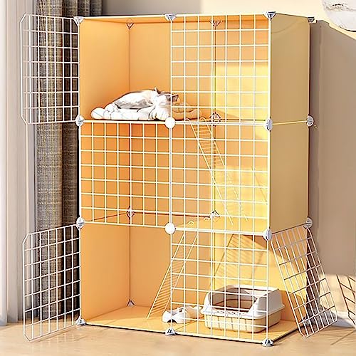 Katzenkäfig, DIY-Katzenlaufstall, Haustierkäfig, Drahtzwinger, Katzenbox, Leicht Zu Montierende Katzenzucht, Geeignet Für Welpen, Kätzchen, Meerschweinchen, FR,75 * 39 * 111cm/30 * 15 * 44in(C) von HPTHLY