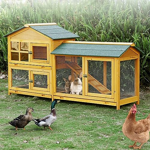 Katzenkäfig, Kaninchenkäfig, Kaninchenkäfig Für Draußen, 2-Stöckiger Hühnerstall Für Drinnen Mit Rampe Und Wasserdichtem Dach Für Hunde, Hühner, Kaninchen, von HPTHLY