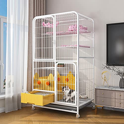 Katzenkäfig Für Den Innenbereich Mit Katzentoilette – Großer Katzenlaufstall Mit Rädern, Metallkäfig Für Kätzchen, Kleintiere – Für Kleintierwelpen, Kätzchen,White-78x55x138cm Katzenkäfig Für Den Innenbereich Mit Katzentoilette – Großer Katzenlaufstall Mit Rädern, Metallkäfig Für Kätzchen, Kleintiere – Für Kleintierwelpen, Kätzchen,White-78x55x138cm von HPTHLY