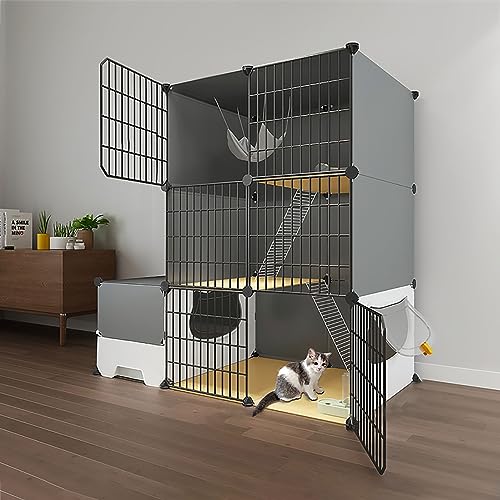 Katzenkäfige Für Den Innenbereich, Große Katzenkiste Mit Katzentoilette, DIY-Laufstall Für Haustiere, Katzenhaus, Kätzchengehege, Abnehmbarer Katzenzaun, Große,111x39x109cmA Katzenkäfige Für Den Innenbereich, Große Katzenkiste Mit Katzentoilette, DIY-Laufstall Für Haustiere, Katzenhaus, Kätzchengehege, Abnehmbarer Katzenzaun, Große,111x39x109cmA von HPTHLY
