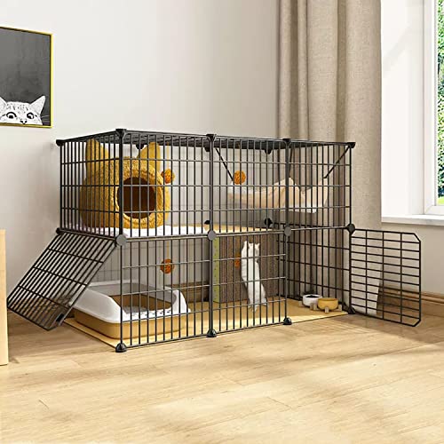 Katzenkäfige Für Den Innenbereich, Großer Katzenkäfig, Katzenlaufstall, Haustierlaufstall, Mit Kleinem Hammer + Leiter + Katzenhängematte + Katzennest + Katzent,111x49x73cm von HPTHLY