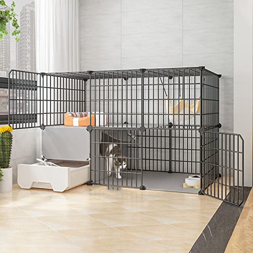 Katzenkäfige Für Drinnen, Mit Katzentoilette, Draht, Zusammenklappbar, Einfach Aufzubauen – Schwarz/Gelb,Black-a Katzenkäfige Für Drinnen, Mit Katzentoilette, Draht, Zusammenklappbar, Einfach Aufzubauen – Schwarz/Gelb,Black-a von HPTHLY