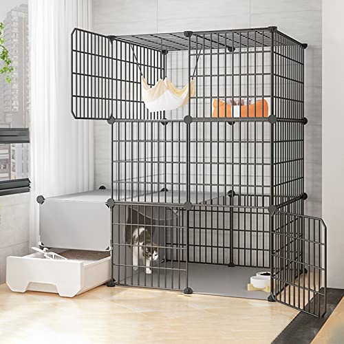 Katzenkäfige Für Drinnen, Mit Katzentoilette, Draht, Zusammenklappbar, Einfach Aufzubauen – Schwarz/Gelb,Black-b Katzenkäfige Für Drinnen, Mit Katzentoilette, Draht, Zusammenklappbar, Einfach Aufzubauen – Schwarz/Gelb,Black-b von HPTHLY