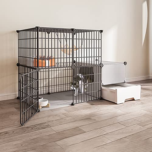 Katzenkäfige Für Drinnen, Mit Katzentoilette, Draht, Zusammenklappbar, Einfach Aufzubauen – Schwarz/Gelb,Black-c Katzenkäfige Für Drinnen, Mit Katzentoilette, Draht, Zusammenklappbar, Einfach Aufzubauen – Schwarz/Gelb,Black-c von HPTHLY