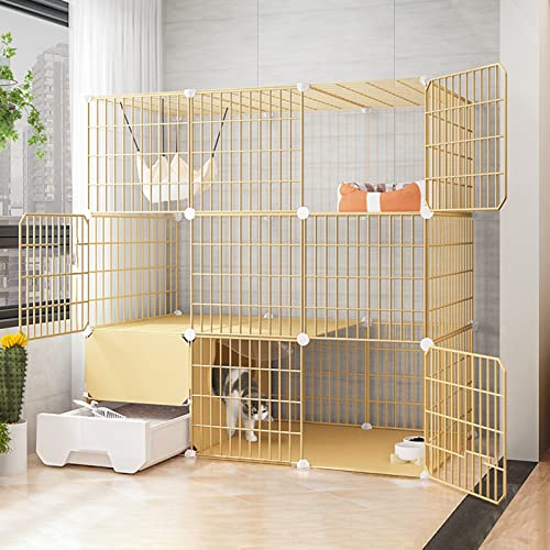 Katzenkäfige Für Drinnen, Mit Katzentoilette, Draht, Zusammenklappbar, Einfach Aufzubauen – Schwarz/Gelb,Yellow-a Katzenkäfige Für Drinnen, Mit Katzentoilette, Draht, Zusammenklappbar, Einfach Aufzubauen – Schwarz/Gelb,Yellow-a von HPTHLY