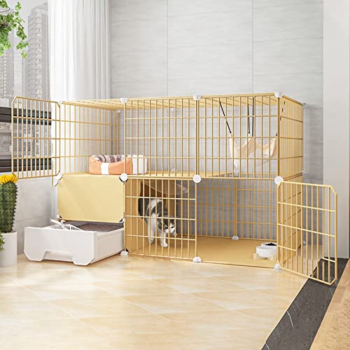 Katzenkäfige Für Drinnen, Mit Katzentoilette, Draht, Zusammenklappbar, Einfach Aufzubauen – Schwarz/Gelb,Yellow-b Katzenkäfige Für Drinnen, Mit Katzentoilette, Draht, Zusammenklappbar, Einfach Aufzubauen – Schwarz/Gelb,Yellow-b von HPTHLY