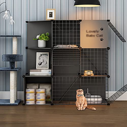Katzenkäfige Indoor Groß, Katzenkäfigträger, Katzengehege Mit Seitenablage, Haustierlaufstall, Katzenlaufstall Für Kleintiere, Mit Katzennest + Katzenhängematt,Black-111x39x109cm Katzenkäfige Indoor Groß, Katzenkäfigträger, Katzengehege Mit Seitenablage, Haustierlaufstall, Katzenlaufstall Für Kleintiere, Mit Katzennest + Katzenhängematt,Black-111x39x109cm von HPTHLY