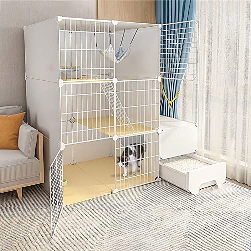 Katzenlaufstall Für Den Innenbereich, Katzengehege Für Den Balkon, Abnehmbarer Metalldraht, Zwinger Für Den Innenbereich, Käfig, Frettchenkäfig, Meerschweinchen,111x49x111cm(1) von HPTHLY