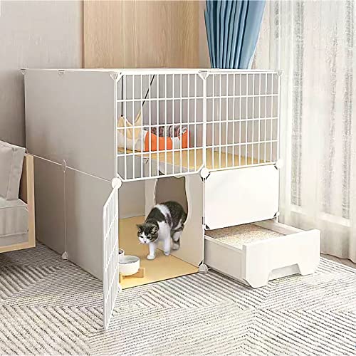 Katzenlaufstall Für Den Innenbereich, Katzengehege Für Den Balkon, Abnehmbarer Metalldraht, Zwinger Für Den Innenbereich, Käfig, Frettchenkäfig, Meerschweinchen,75x85x75cm(1) von HPTHLY
