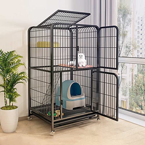 Katzenzwinger Für Draußen, Katzenkäfig, Laufstall, Katzengehege Auf Rädern, Metallkäfig Für Kätzchen, Kleintierstall, Übergroße Katzenvilla – Für Kleintiere, We,71X55X127CM von HPTHLY