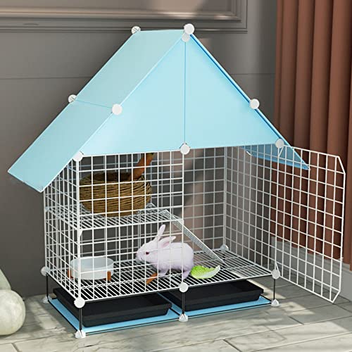 Kleintierkäfig - Kaninchenkäfig, Haustierkäfig Für Meerschweinchen, Hasenkäfig Mit Herausnehmbaren Ausziehschalen, Wasserdichtes Dachzubehör, 2-Stöckig, Für Kle,Blue Kleintierkäfig - Kaninchenkäfig, Haustierkäfig Für Meerschweinchen, Hasenkäfig Mit Herausnehmbaren Ausziehschalen, Wasserdichtes Dachzubehör, 2-Stöckig, Für Kle,Blue von HPTHLY