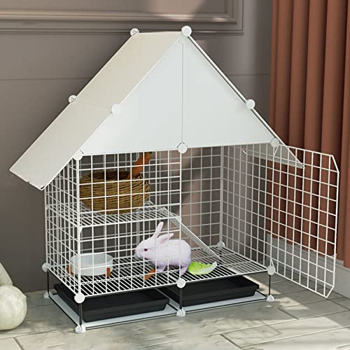 Kleintierkäfig - Kaninchenkäfig, Haustierkäfig Für Meerschweinchen, Hasenkäfig Mit Herausnehmbaren Ausziehschalen, Wasserdichtes Dachzubehör, 2-Stöckig, Für Kle,White Kleintierkäfig - Kaninchenkäfig, Haustierkäfig Für Meerschweinchen, Hasenkäfig Mit Herausnehmbaren Ausziehschalen, Wasserdichtes Dachzubehör, 2-Stöckig, Für Kle,White von HPTHLY