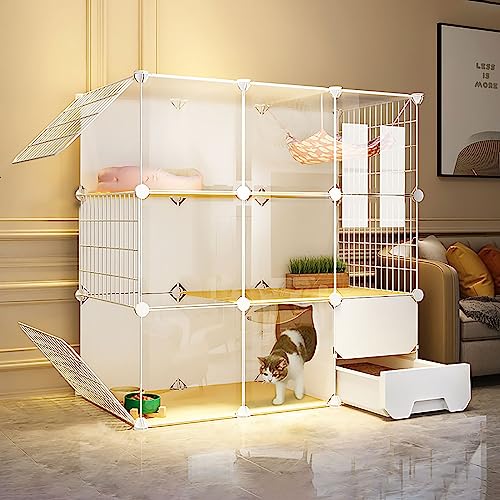 Laufstall, Halbgeschlossener Kleintierkäfig, Katzenkiste, Katzenzaun Mit Leiter/Katzentoilette/Katzennest/Katzennapf, Großer Auslaufplatz, Ideal Für 1–2 Katzen, Laufstall, Halbgeschlossener Kleintierkäfig, Katzenkiste, Katzenzaun Mit Leiter/Katzentoilette/Katzennest/Katzennapf, Großer Auslaufplatz, Ideal Für 1–2 Katzen, von HPTHLY