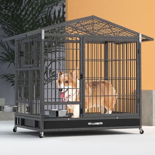 Robuster Hundekäfig Mit Fütterungstür, 3 Hundekäfige Mit Fluchtschutz, Für Den Innenbereich Mit Toilettentrennung, Großer Hundezwinger, Robuster Hundekäfig Mit Fütterungstür, 3 Hundekäfige Mit Fluchtschutz, Für Den Innenbereich Mit Toilettentrennung, Großer Hundezwinger, von HPTHLY