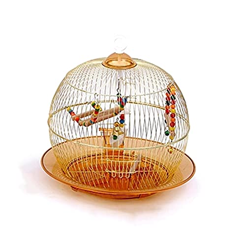 Vogelkäfige Papageienkäfig Runder Luxus Goldener Metallvogelkäfig Vogelhäuser Vogelträger,OneColor-L von HPTHLY