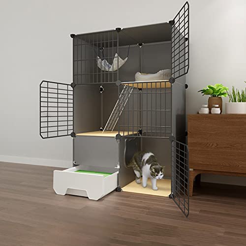 Zusammenklappbarer Haustierkäfig, Haustierkäfige Für Katzen, Meerschweinchenkäfige Für Den Innenbereich, Extra Groß, Tragbar, Haustierheim Für 1–4 Katzen,75 * 49 * 111cm Zusammenklappbarer Haustierkäfig, Haustierkäfige Für Katzen, Meerschweinchenkäfige Für Den Innenbereich, Extra Groß, Tragbar, Haustierheim Für 1–4 Katzen,75 * 49 * 111cm von HPTHLY