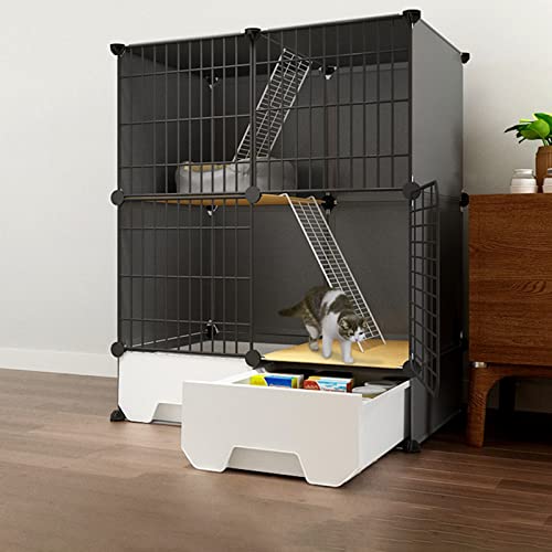 Zusammenklappbarer Haustierkäfig, Haustierkäfige Für Katzen, Meerschweinchenkäfige Für Den Innenbereich, Extra Groß, Tragbar, Haustierheim Für 1–4 Katzen,75 * 49 * 91cm von HPTHLY