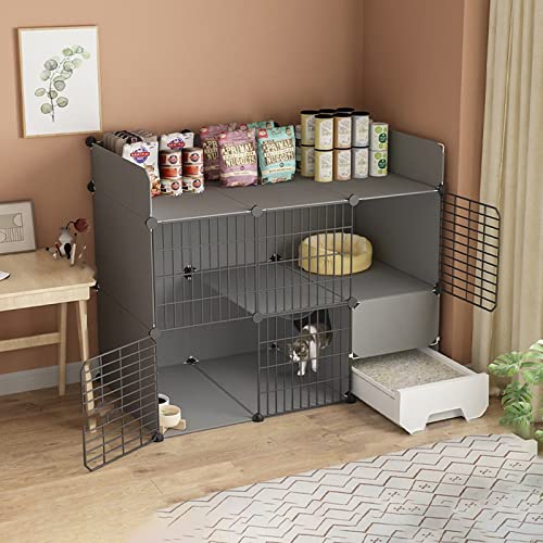 Zusammenklappbarer Kätzchenkäfig Für Hauskatzen, Mit Katzentoilette, Tragbar, Haustierkäfige Für Kleintiere, Ideal Für 1–2 Katzen,111 * 49 * 89cm Zusammenklappbarer Kätzchenkäfig Für Hauskatzen, Mit Katzentoilette, Tragbar, Haustierkäfige Für Kleintiere, Ideal Für 1–2 Katzen,111 * 49 * 89cm von HPTHLY