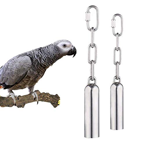 HPiano Edelstahl-Glocke Spielzeug für Papageien 2 Stück, Edelstahl Glockenspielzeug mit süßem Klang für Vogel Papagei Ara afrikanische Graus Kakadusittich Nymphensittiche von HPiano