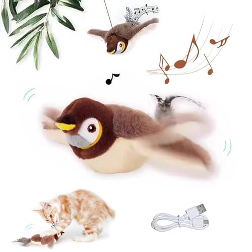 HPiano Katzenspielzeug Vogel Fliegt Elektrisch,Katzenspielzeug Vogel Flattern,Flapping Bird Cat Toy,Fliegender,USB-Aufladung Mit 3 Modi, Spielzeug Selbstbeschäftigung von HPiano