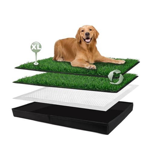 HQ4US Hunde-Grasunterlage mit faltbarer Hunde-Katzentoilette, Größe XL (112x86 cm), für Balkon, Hunde-Pinkelkissen-Halter, Töpfchentraining (Größe XL: 112x86 cm) von HQ4US 4LEGS