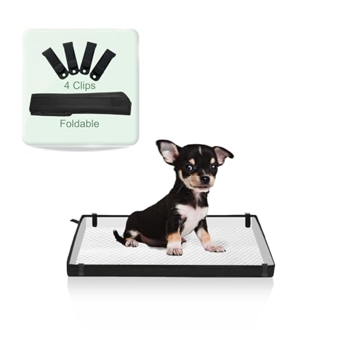 HQ4US Hunde-Pad-Halter für kleine Hunde, faltbar, 58,1 x 38,1 cm, tragbares Töpfchen für den Innenbereich, mit Befestigungsclips, Pee Pad Tablett für Hunde, hohe Seite, wasserdichte Innenseite, leicht von HQ4US 4LEGS