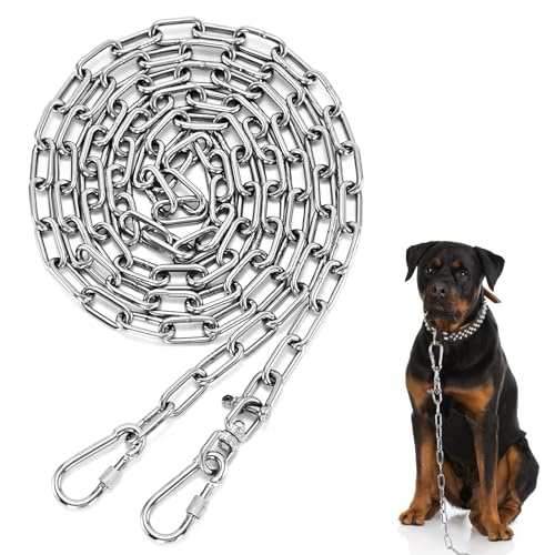 Hundeleine für den Hof, robuste Hundeleine, Leine für Outdoor, Camping, Wandern, Park, 4 m, Edelstahl-Auslaufkabel mit Drehhaken für mittelgroße und große Hunde von HQQNUO