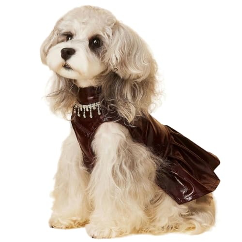 HQREA Luxuriöses Hundekleid für Mädchen, Welpen, PU-Leder, Motorradjacke, Prinzessin, Tutu, Rock mit Halskette, für kleine Haustiere, Geburtstag, Hochzeit, Kostüm HQREA Luxuriöses Hundekleid für Mädchen, Welpen, PU-Leder, Motorradjacke, Prinzessin, Tutu, Rock mit Halskette, für kleine Haustiere, Geburtstag, Hochzeit, Kostüm von HQREA