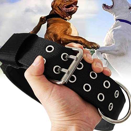 Großes Hundehalsband – Schwarz robuste Halsbänder für Hunderassen, 5,1 cm breit mit Griff, starkes Nylon und Edelstahl-Hardware, taktisches Halsband, gute Wahl für große Hunde 43,2 cm - 55,9 cm von HQSHNY