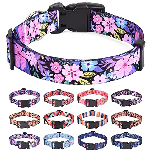 HQYDDMI Hundehalsband, Nylon Hunde Halsband, verstellbar für Katze, Welpen, kleine, mittelgroße und große Hunde, mit Blumen Muster(Rosa Blumen,M) HQYDDMI Hundehalsband, Nylon Hunde Halsband, verstellbar für Katze, Welpen, kleine, mittelgroße und große Hunde, mit Blumen Muster(Rosa Blumen,M) von HQYDDMI
