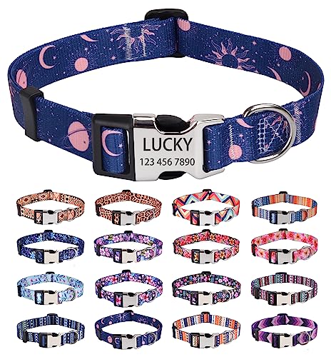 HQYDDMI Hundehalsband, personalisierbar, Blumengeometrie, mit Namen und Telefonnummer, verstellbar für kleine, mittelgroße und große männliche Hündinnen, Jungen, Mädchen, Hunde (Universum, L) HQYDDMI Hundehalsband, personalisierbar, Blumengeometrie, mit Namen und Telefonnummer, verstellbar für kleine, mittelgroße und große männliche Hündinnen, Jungen, Mädchen, Hunde (Universum, L) von HQYDDMI