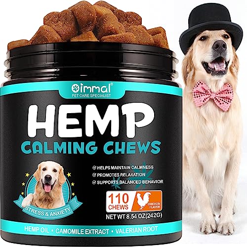 HRAMEX Calming Chew für Hunde(Hähnchen Geschmack 110 Stück),Beruhigende Chews für Haustiere,ti Stress Snack für Ihren Hund,fördern Entspannung, reduzieren Stress,mit natürlichen Inhaltsstoffen von HRAMEX