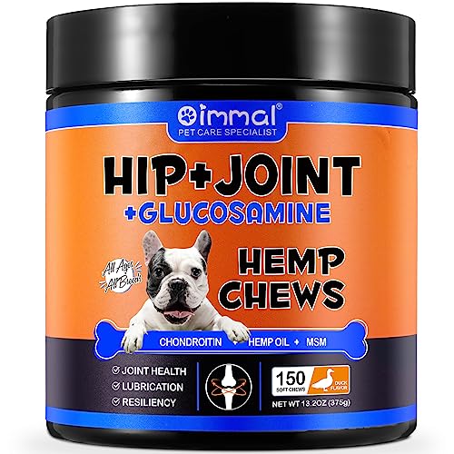 Hip & Joint Chondroitin für Hunde,Glucosamin für Hunde, Hüft- und Gelenkpflege, behandelt Hüftdysplasie,Chondroitin & MSM -150 leckere Snacks(Entengeschmack) von HRAMEX
