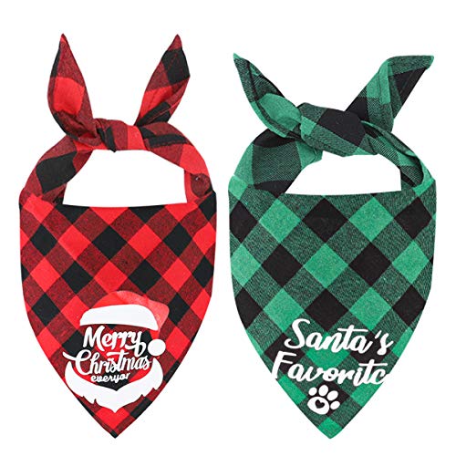 Weihnachts Hunde Bandana Kopftücher Hundehalstuch Dreieckstuch für Kleine, Mittelgroße und Große Hunde Katzen, 2 Stück von HRP