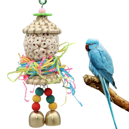 HRRIVE Kauspielzeug für Vögel, Papageien, bunt mit Glocke von HRRIVE