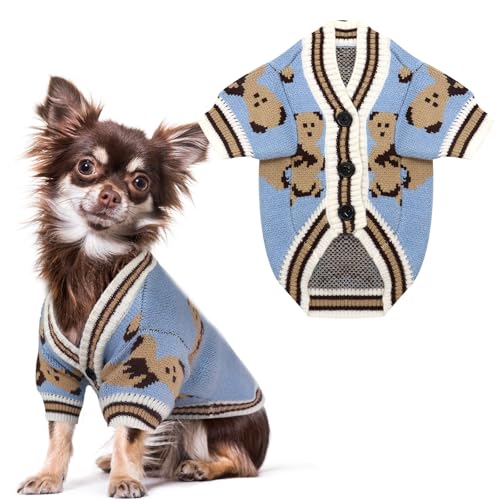 HRTTSY Kleiner Hundepullover, niedlicher Bär, warme Winter-Hundekleidung, Mädchen, Jungen, Welpen, Strickjacke, Pullover, weich, gemütlich, niedlich, Haustier-Strickwaren, Outfits für kleine, HRTTSY Kleiner Hundepullover, niedlicher Bär, warme Winter-Hundekleidung, Mädchen, Jungen, Welpen, Strickjacke, Pullover, weich, gemütlich, niedlich, Haustier-Strickwaren, Outfits für kleine, von HRTTSY