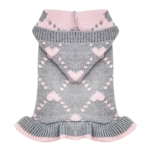 HRTTSY Süßer Hundepullover, weich, warm, für Herbst und Winter, für Hündinnen, Katze, Kleidung mit Loch für die Leine, rosa Herzen, Kapuzenpullover, Kleid für kleine Hunde, Mädchen, Chihuahua, Mops, HRTTSY Süßer Hundepullover, weich, warm, für Herbst und Winter, für Hündinnen, Katze, Kleidung mit Loch für die Leine, rosa Herzen, Kapuzenpullover, Kleid für kleine Hunde, Mädchen, Chihuahua, Mops, von HRTTSY