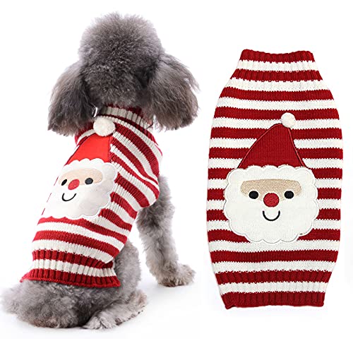 HRTTSY Weihnachtspullover für Hunde, niedlicher Weihnachtsmann, Weihnachtspullover für Haustiere, kaltes Wetter, warme Strickwaren, mittelgroße und große Hunde und Katzen (Weihnachtsmann, L) von HRTTSY