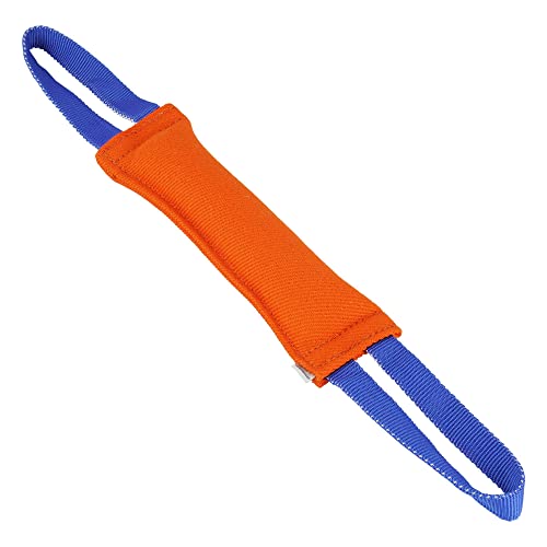 Sprenger Hunde Aportierspielzeug aus Baumwolle I Beisswurst für Zerrspiele I Tauziehen auch für große Hunde, Bringsel Größe M (31 x 8 cm) - orange/blau von Herm Sprenger