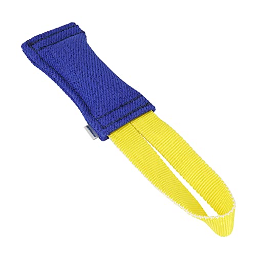 Sprenger Hunde Aportierspielzeug aus Baumwolle I Beisswurst für Zerrspiele I Tauziehen auch für große Hunde, Bringsel Größe XS (16 x 7 cm) - blau/gelb von Herm Sprenger