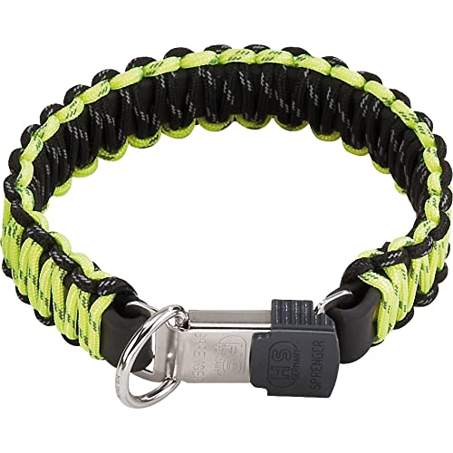 SPRENGER Hundehalsband aus stabilem Paracord Nylon mit Edelstahl Clic Lock Verschluss I Wasserabweisende Halskette, reflektierend, langlebig 50 cm, gelb von SPRENGER