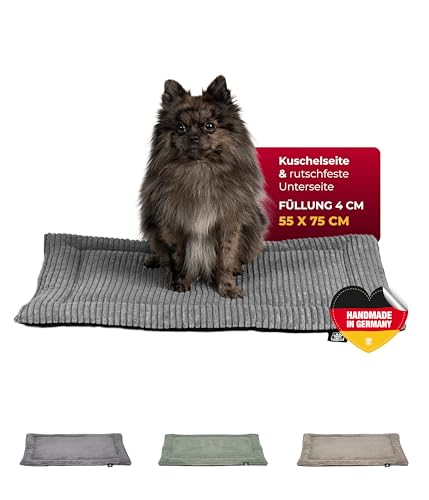 HS-Hundebett® Hundedecke Cord mit Füllung S (55x75 cm) – Anti-Rutsch-Funktion – Kuscheldecke für Hunde – Gemütlicher Ruheplatz - Anthrazit, Made in DE von HS-Hundebett