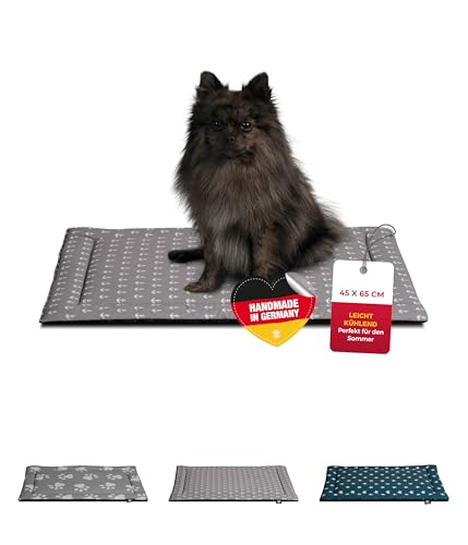 HS-Hundebett® Sommerdecke Baumwolle mit Füllung und Antirutsch XS (45x65 cm) – Gepolsterte Hundedecke für den Sommer – Waschbar & Langlebig – Leichte Hunde Sommerdecke – Anker Grau, Made in DE von HS-Hundebett