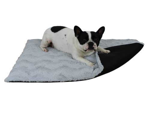 HS-Hundebett 45x65cm Hellgrau rutschfeste Exklusivdecke in Unifarben I Antirutsch-Hundedecke Made in Germany I Weiche Kuscheldecke für große & kleine Hunde I waschbar bei 40° von HS-Hundebett