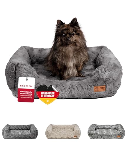 HS-Hundebett Made in Germany orthopädisches Kuschelbett Deluxe - Anthrazit 60 x 75 cm I waschbar bei 40° - S von HS-Hundebett